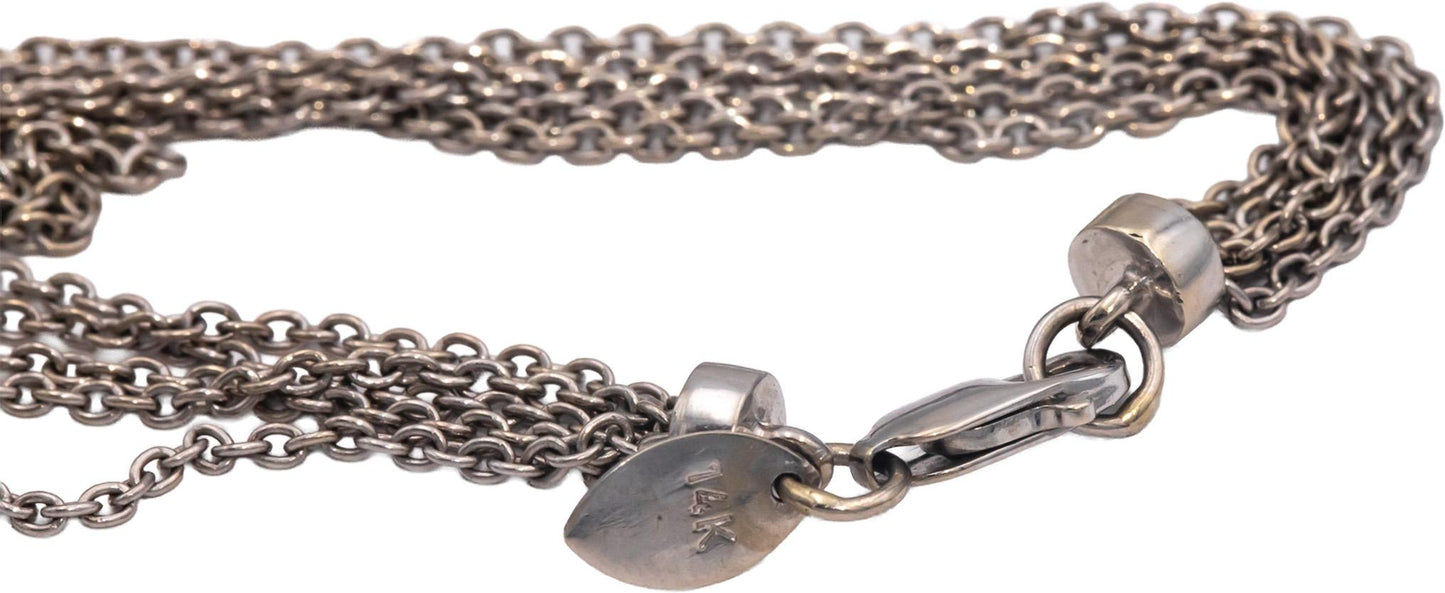 14k White Gold 0.45CT VS Round Cut Diamond By The Yard Multi-Chain Necklace