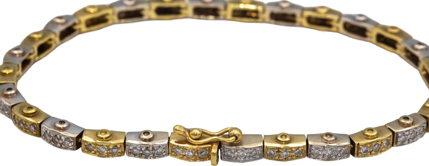 18k Yellow & White Gold 1.25CT Round Cut Diamond Custom Formal Tennis Bracelet