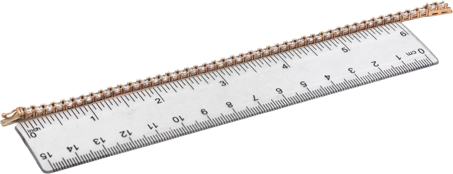 14k Rose Gold Jewelry VS Round Cut Diamond Tennis Bracelet 6.85CT
