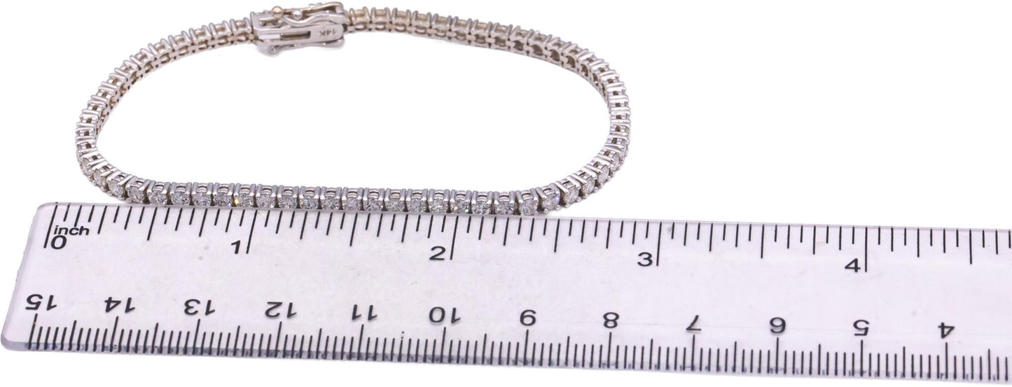 14k White Gold Jewelry Round Diamond Tennis Bracelet 3.43CT