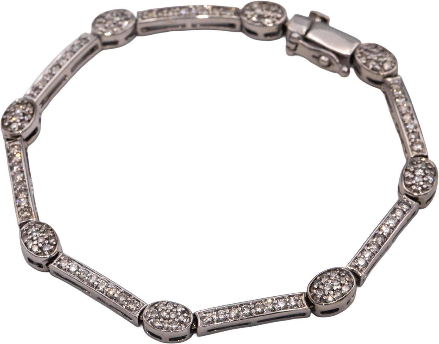 14k White Gold 1.50CT Round Cut Diamond Fancy Link Bracelet