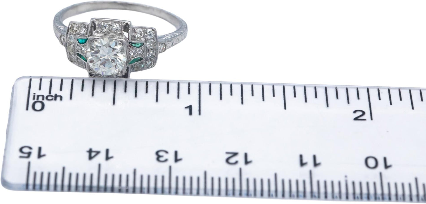 Vintage Antique Platinum Diamond Filigree Ring 1.05CT w/ 0.75CT Center Size 8.25