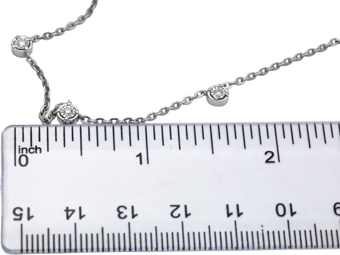 14k White gold 0.22CT VS Round Cut Illusion Setting Diamond By The Yard Necklace