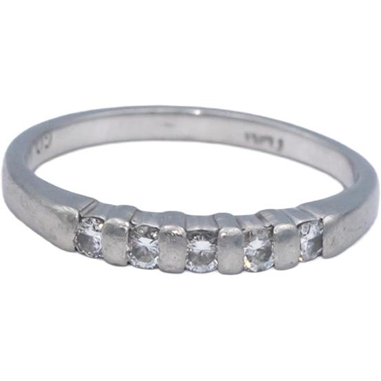 Platinum 0.25CT VS Round Cut Bar Set Diamond Band Ring Size 6.75