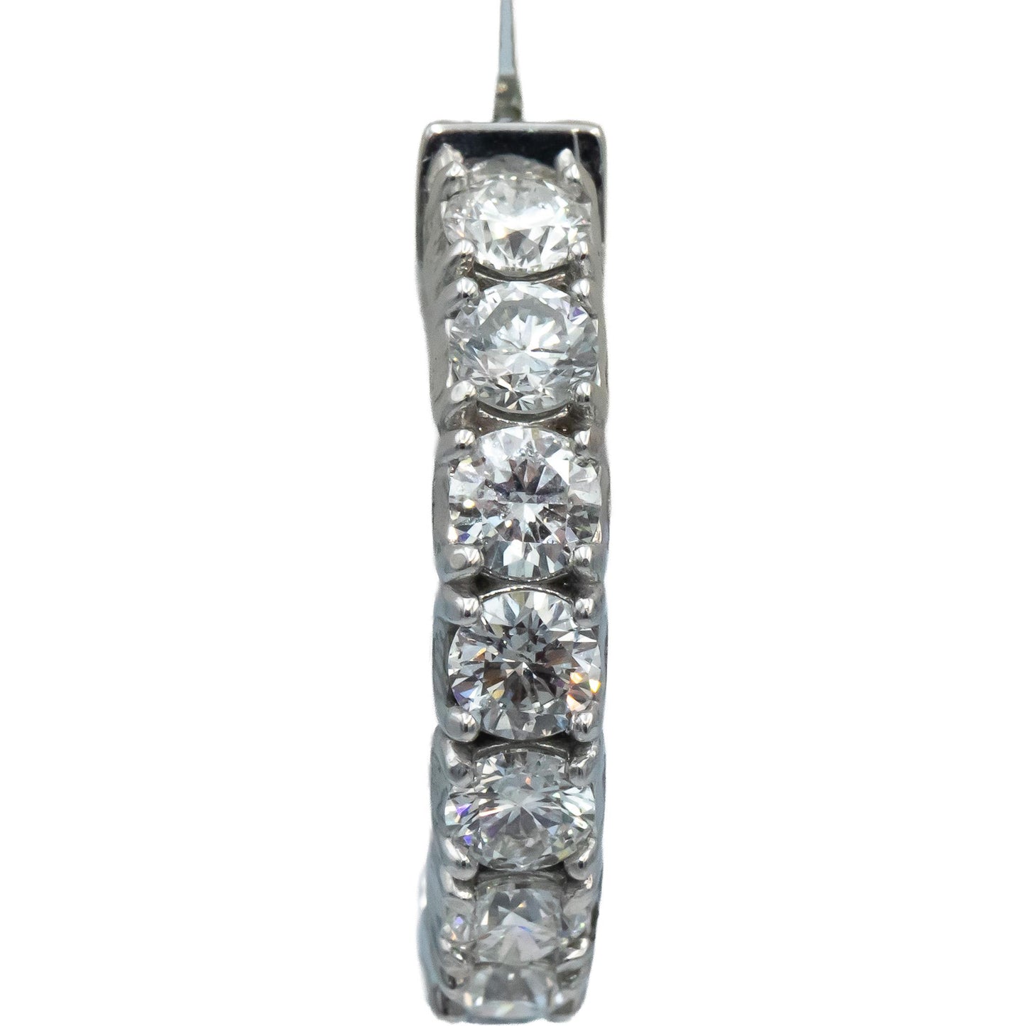 14k White Gold Round Diamond Inside Out Circle Hoop Earrings 7.38CT