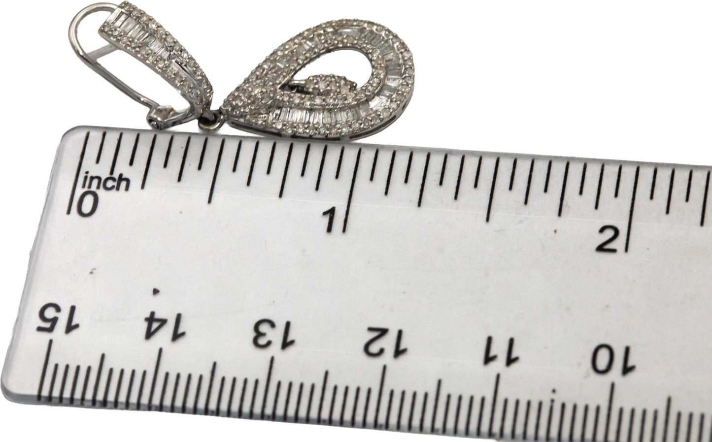 14k White Gold Round & Baguette Diamond Drop Dangle Earrings 1.0CT