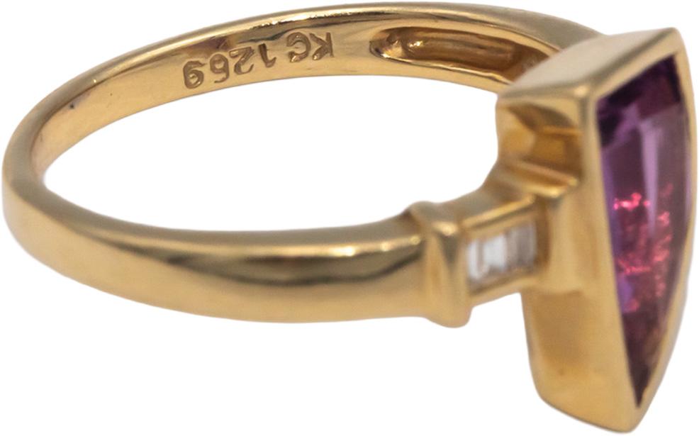 KALATI Designer 14k Yellow Gold 1.60CT VS Diamond & Pink Sapphire Ring Size 5.75