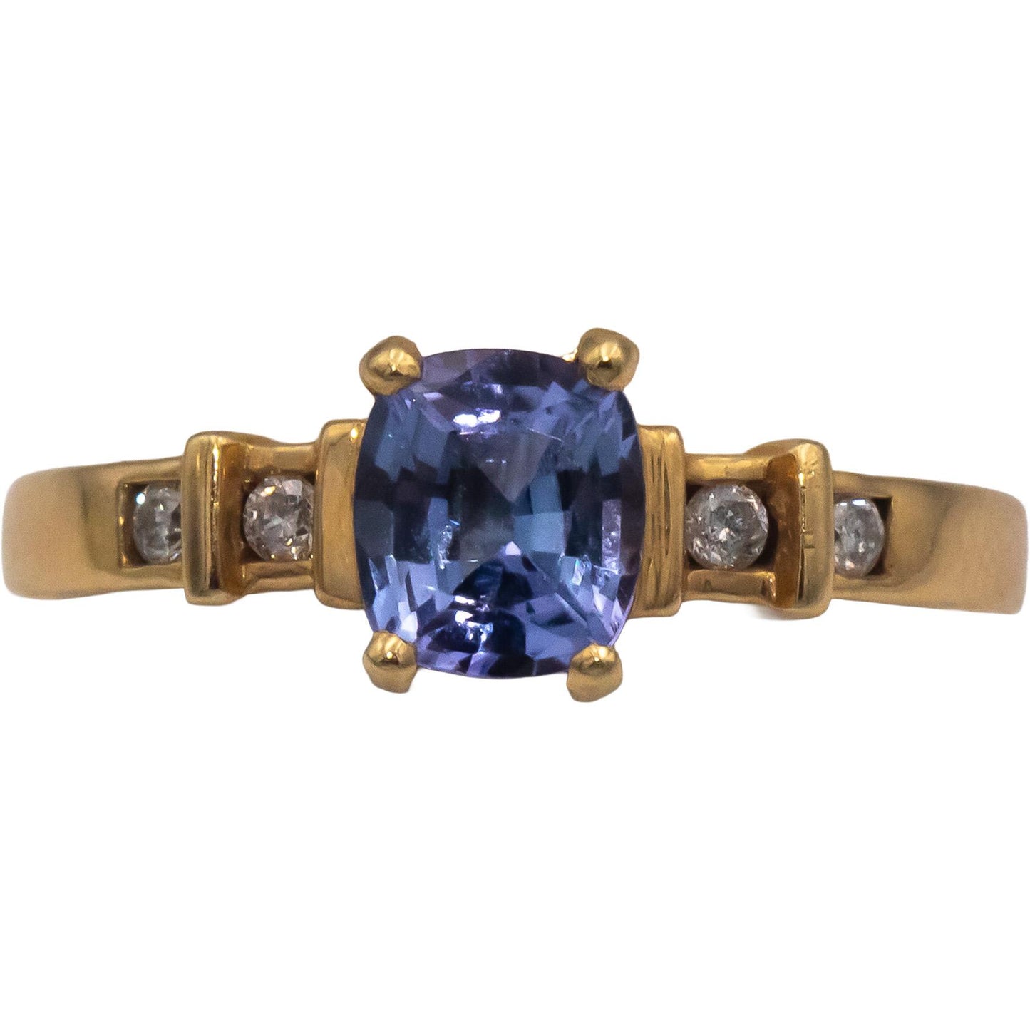 Designer 14k Yellow Gold 1.06CT Diamond and Tanzanite Ring Size 7.25