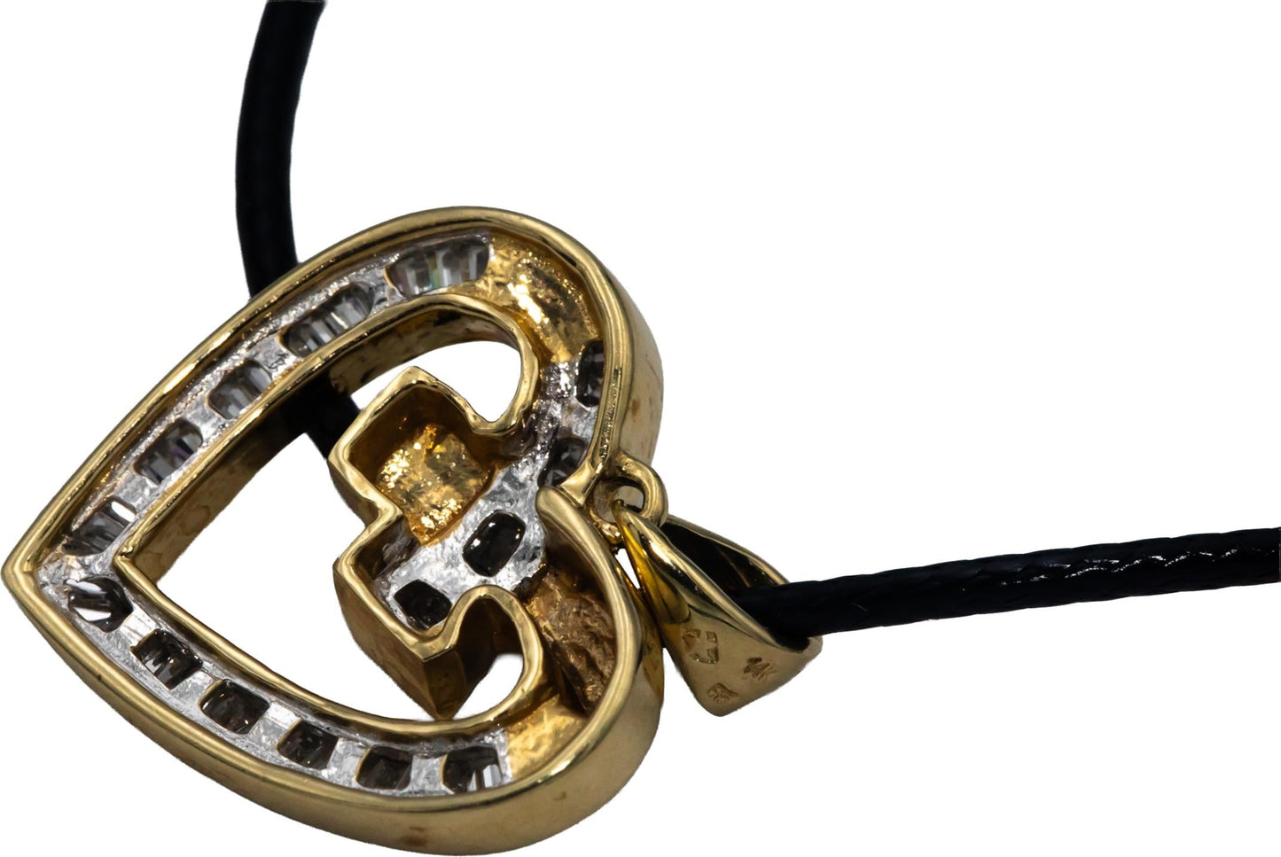 14k Yellow Gold Jewelry 1.0CT VS Baguette Cut Heart Pendant Necklace