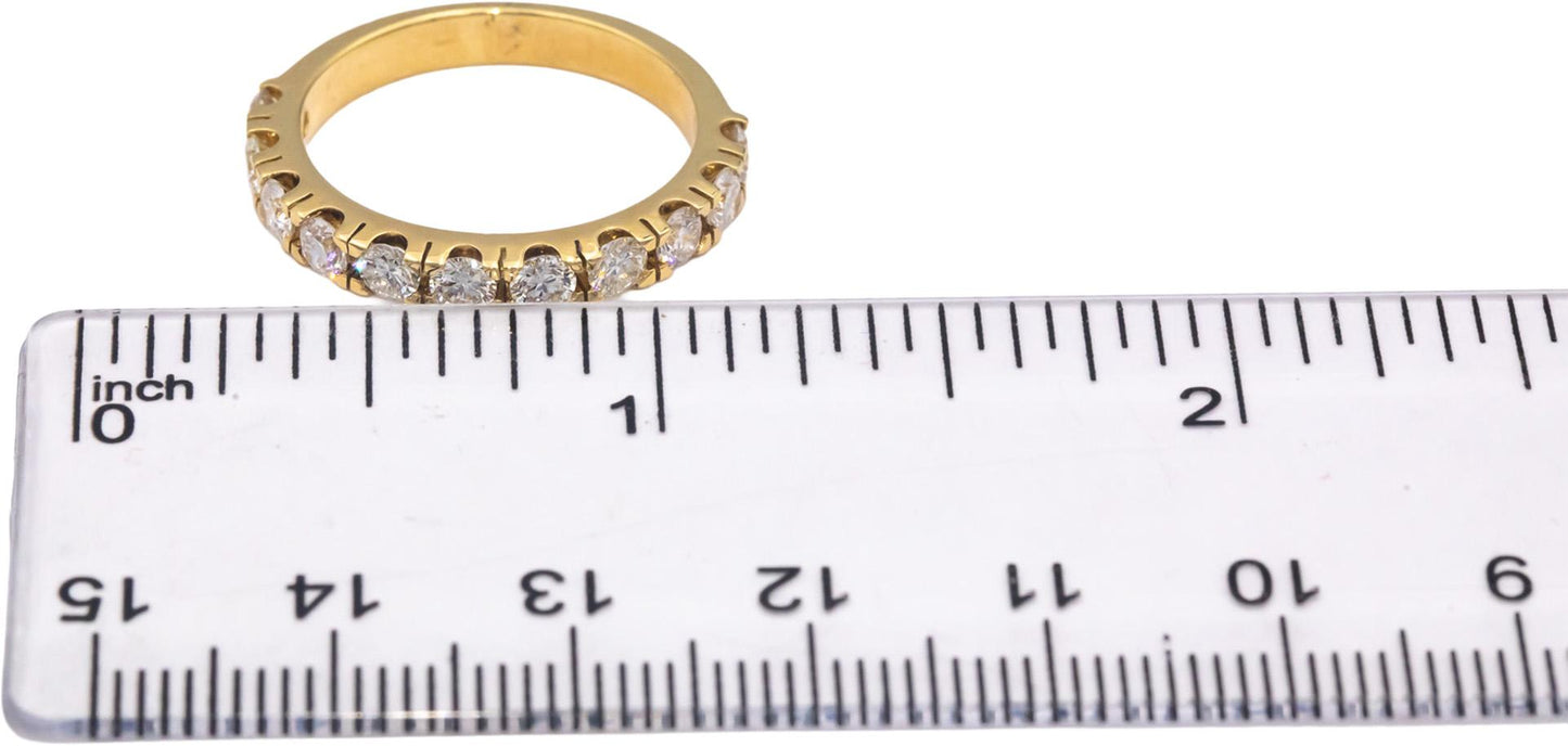 18k Yellow Gold VS Round Cut Diamond Semi-Eternity Band Ring 1.12CT Size 7.5