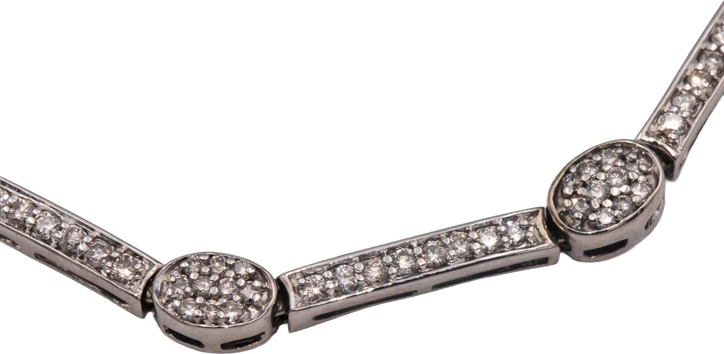 14k White Gold 1.50CT Round Cut Diamond Fancy Link Bracelet