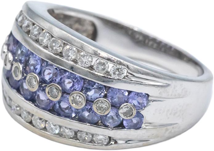 14k White Gold Jewelry 1.25CT Diamond and Tanzanite Band Ring Size 7