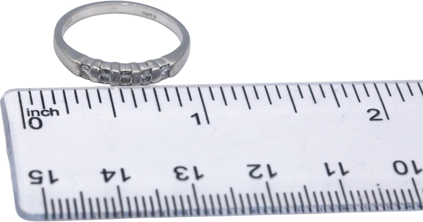 Platinum 0.25CT VS Round Cut Bar Set Diamond Band Ring Size 6.75