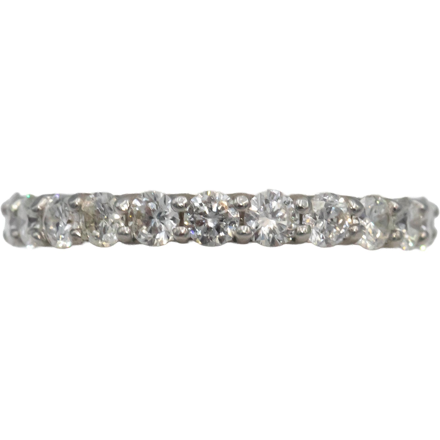 14k White Gold Round Natural Diamond Eternity Band Ring 1.61CT Size 6.5