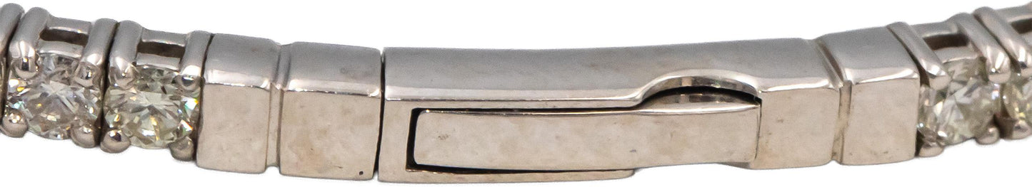 Round Diamond 18k White Gold Flexible Bangle Bracelet 2.97CT