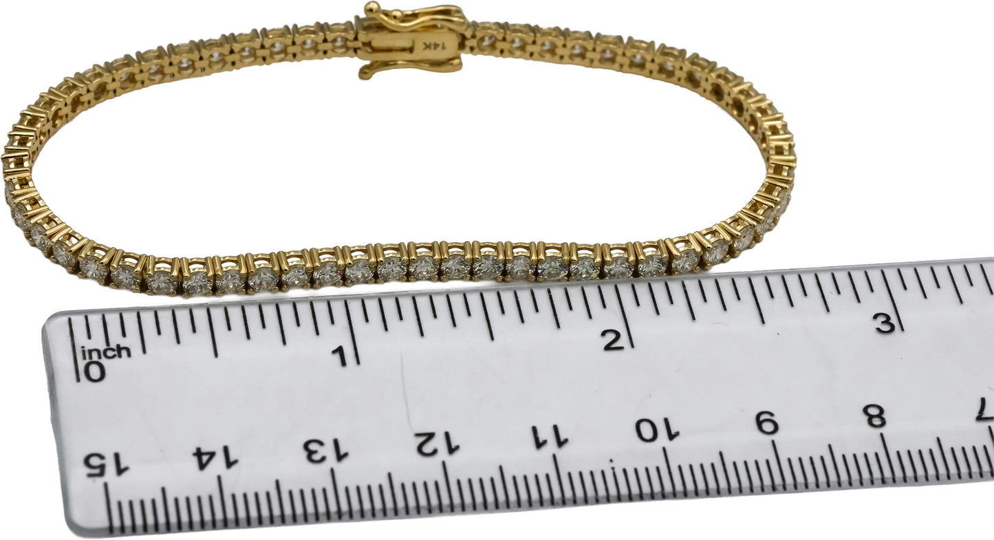 14k Yellow Gold Round VS Diamond Tennis Bracelet 5.15CT