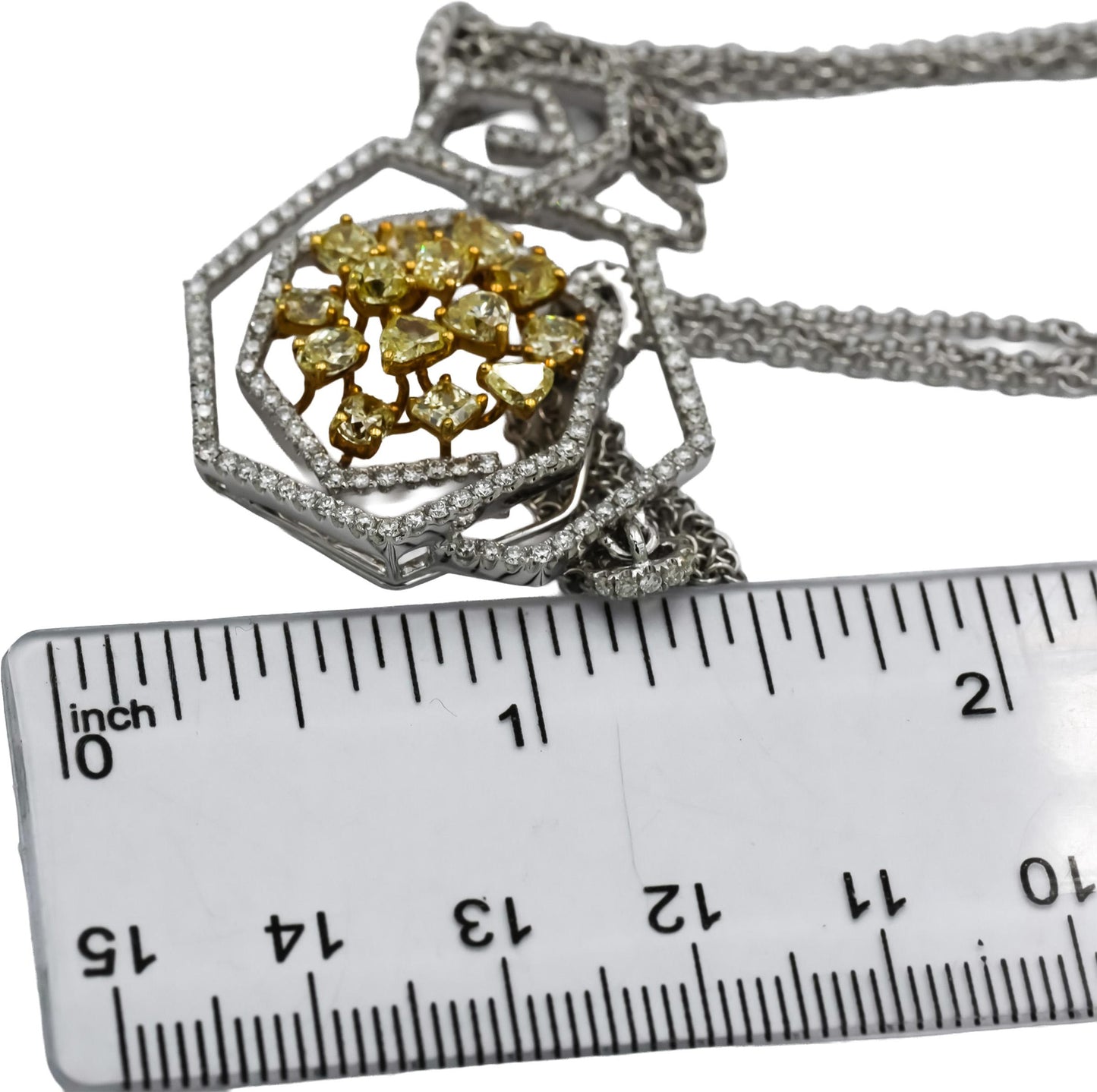 18k White Yellow Gold VS White & Light Yellow Diamond Formal Necklace 5.25CT