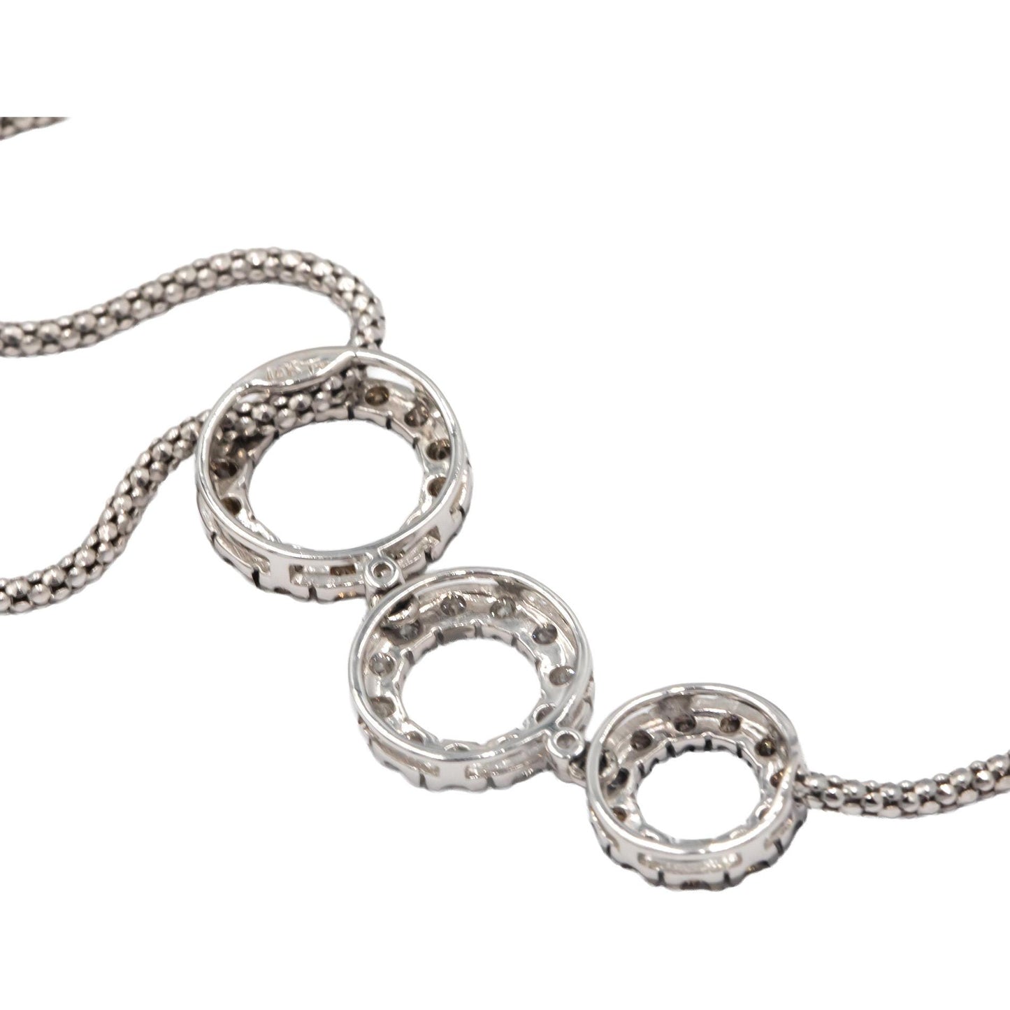 14k White Gold 1.0CT White and Brown Diamond Circle Tassel Chain Necklace