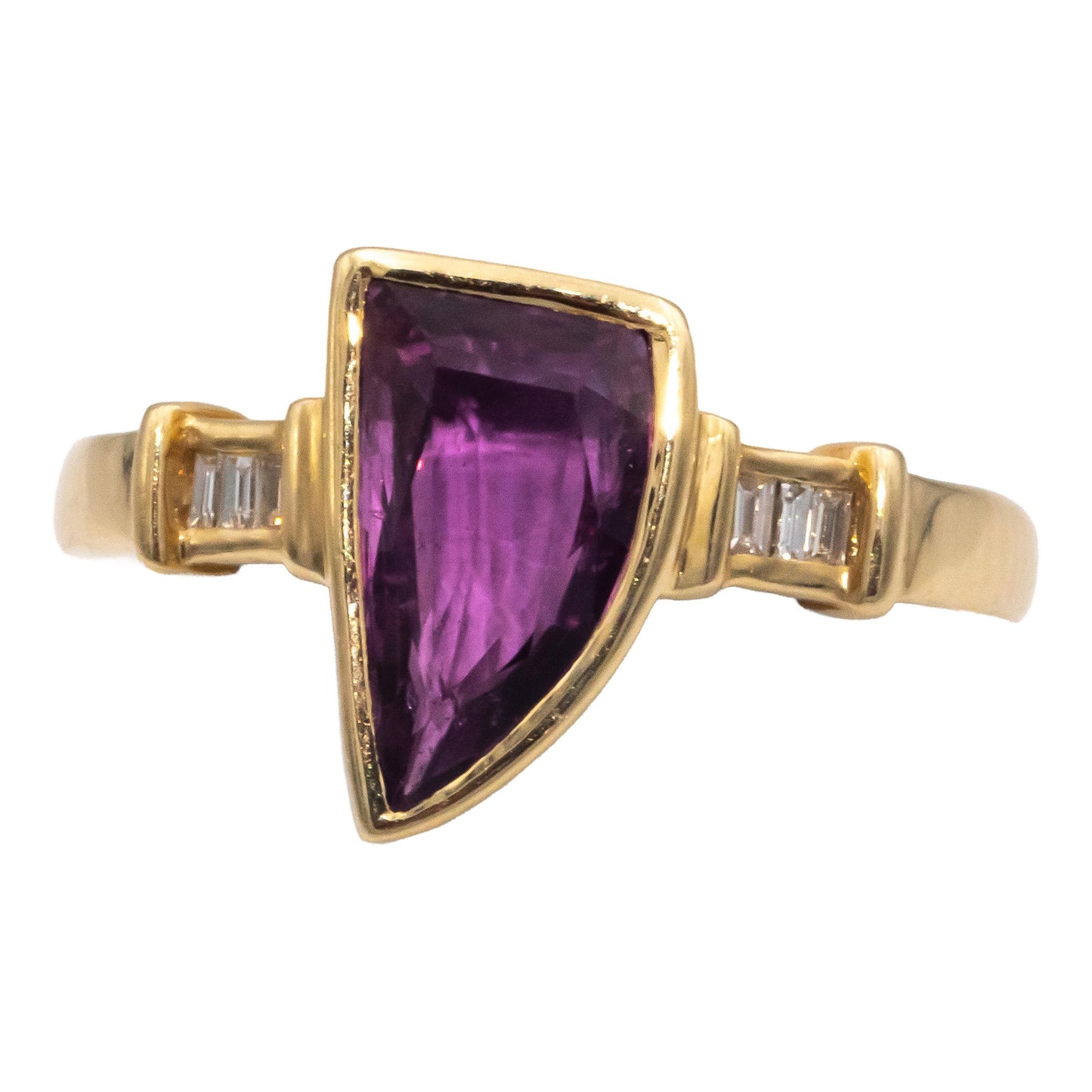 KALATI Designer 14k Yellow Gold 1.60CT VS Diamond & Pink Sapphire Ring Size 5.75
