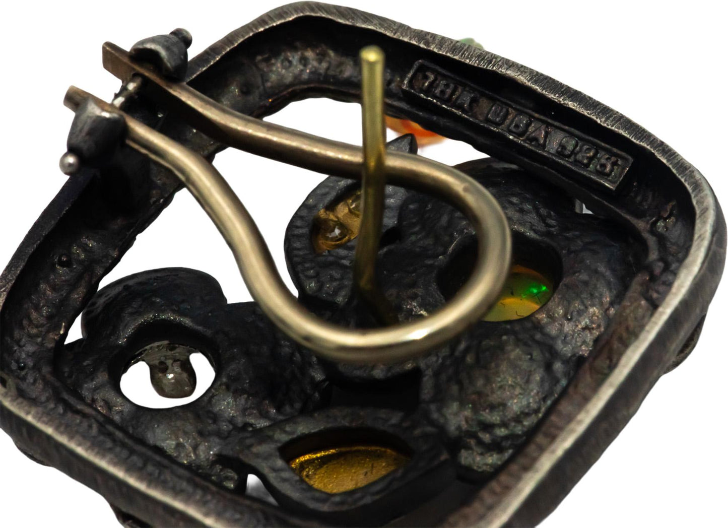 STAMBOLIAN 18k Gold Sterling Silver 2.10CT Diamond & Opal Flower Earrings