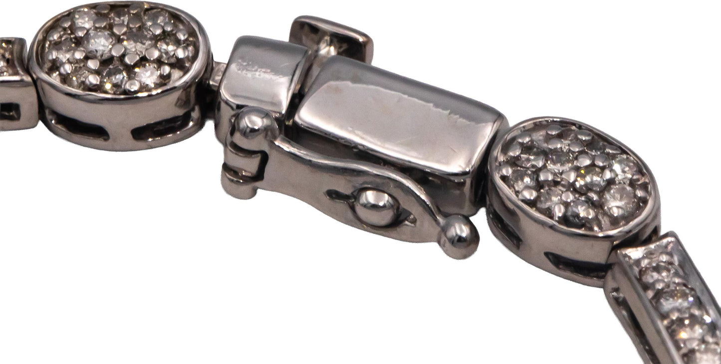 14k White Gold 1.50CT Round Cut Diamond Fancy Link Bracelet