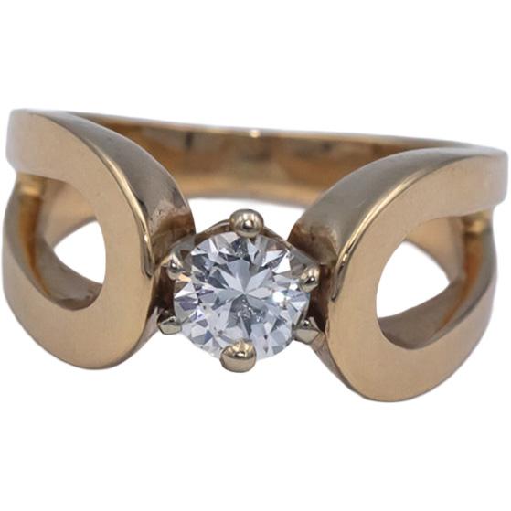 14k Yellow Gold 0.46CT Round Cut Diamond Solitaire Ring Size 5