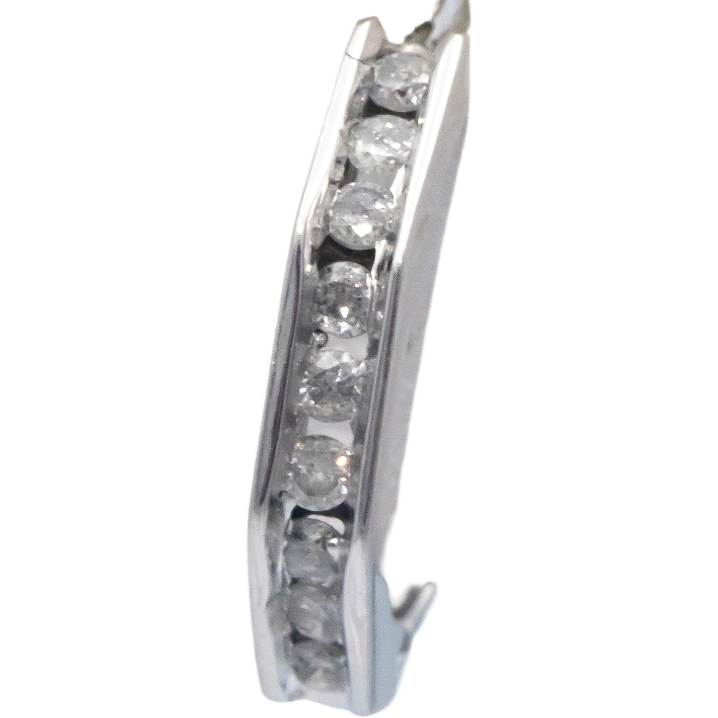 10k White Gold 0.25CT Round Cut Diamond Huggie Hoop Earrings