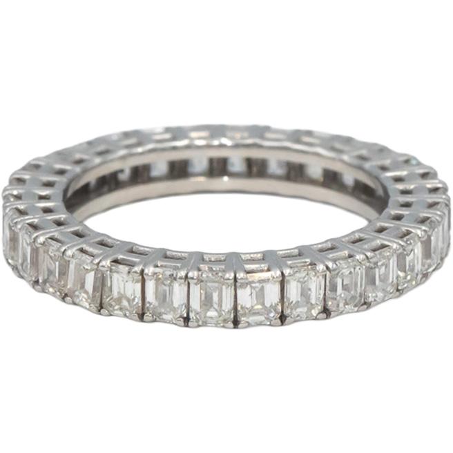 18k White Gold Jewelry VS Emerald Cut Diamond Eternity Band Ring 1.64CT Size 7