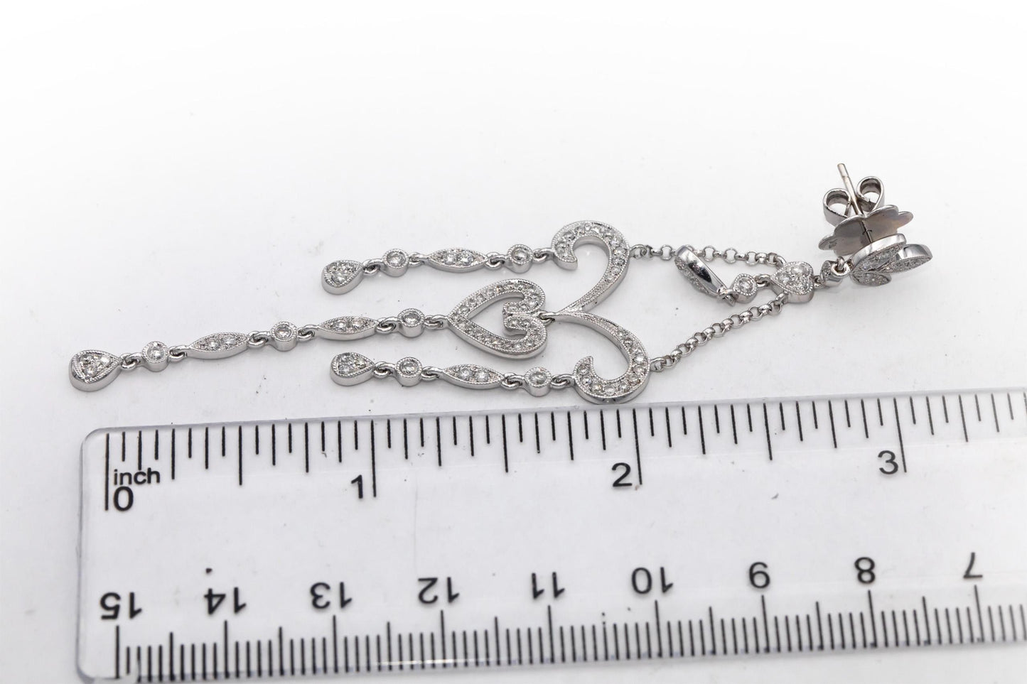 18k White Gold VS Round Diamond Chandelier Dangle Earrings 1.50CTW