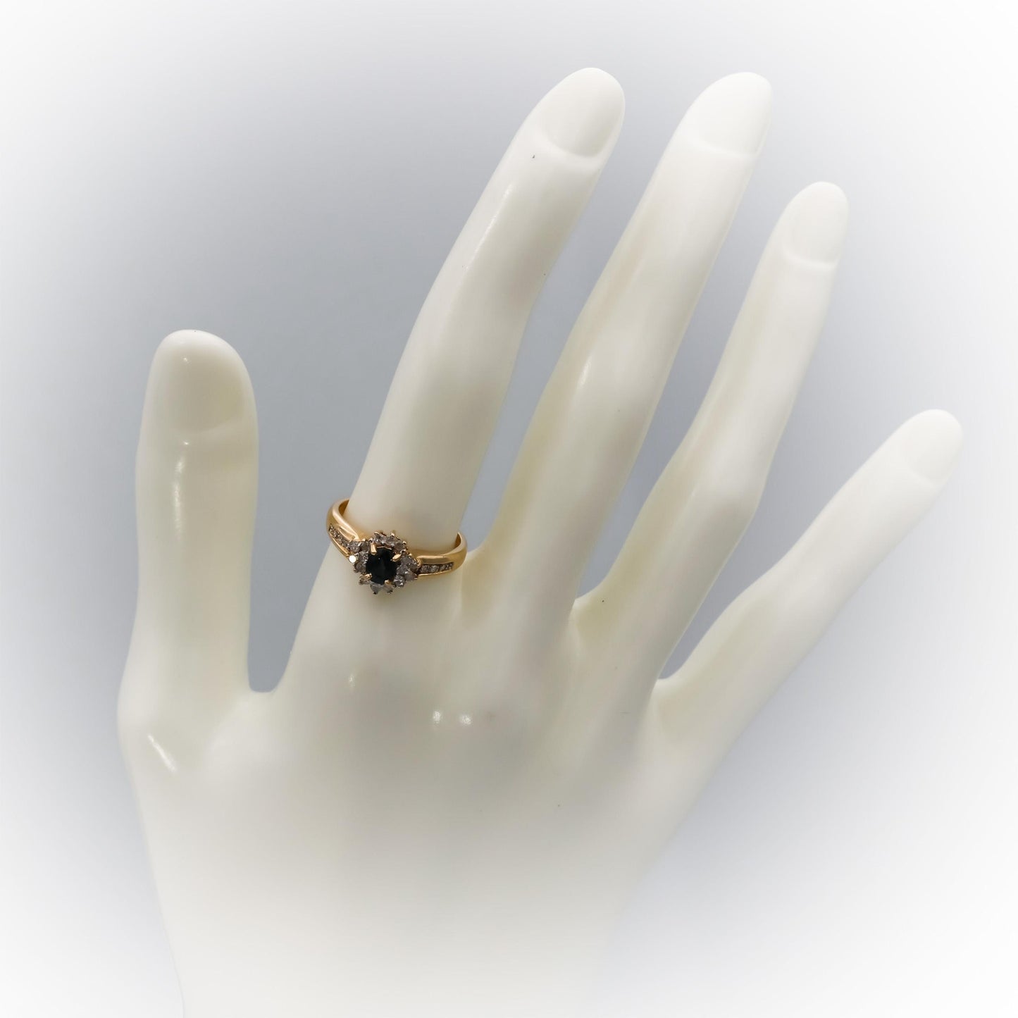 14k Yellow Gold Diamond and Sapphire Cocktail Ring 0.50CT Size 6.25
