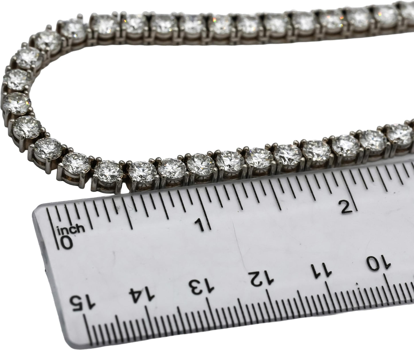 14k White Gold VS Round Lab-Grown Tennis Necklace 45.85CT