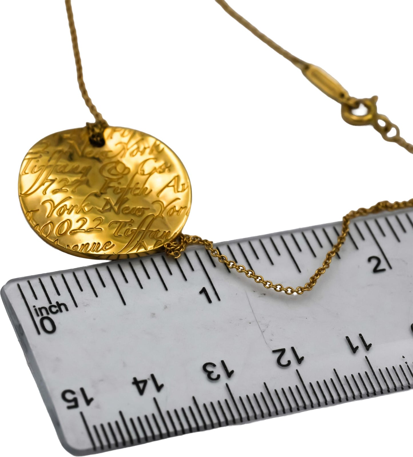 TIFFANY & CO. 18k Yellow Gold Paloma Picasso Olive Leaf Disc Pendant Necklace
