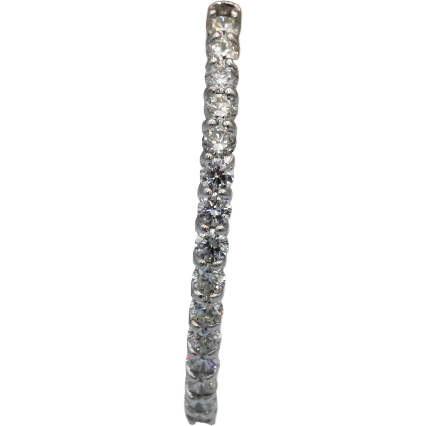 14k White Gold 4.30CT Round Cut Trellis Setting Inside Out Hoop Earrings