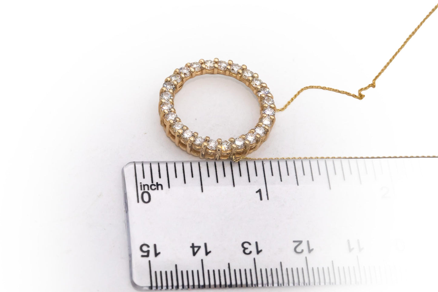 14k Yellow Gold 1.81CT VS Round Cut Diamond Circle Pendant Necklace