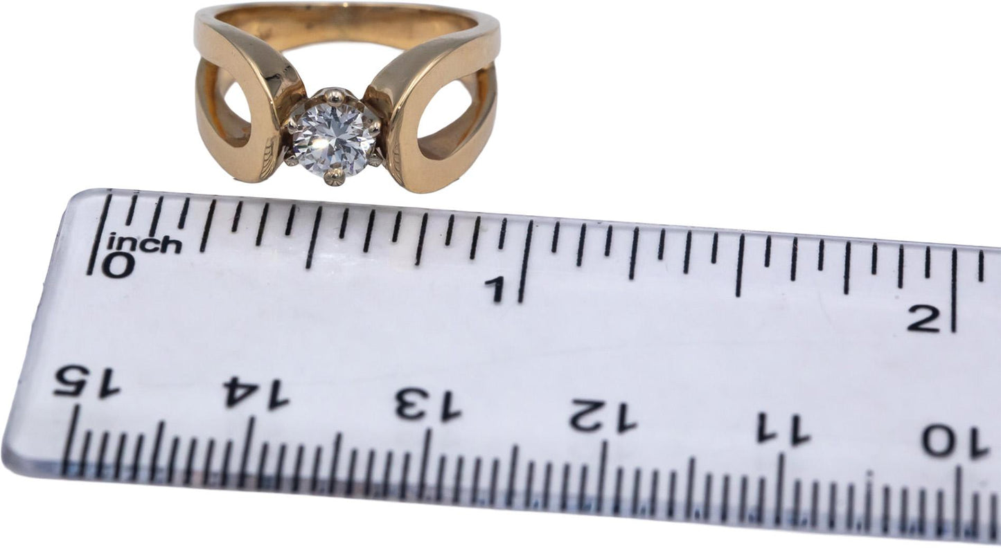 14k Yellow Gold Round Diamond Solitaire Ring 0.46CT Size 5