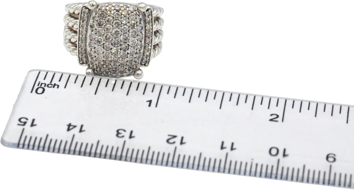DAVID YURMAN VS Diamond Sterling Silver Wheaton Ring 1.0CT Size 6 $2950 Retail