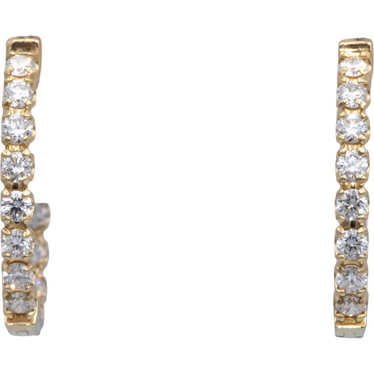 14k Yellow Gold Lab-Grown VS Round Diamond Inside Out Hoop Earrings 1.0CT