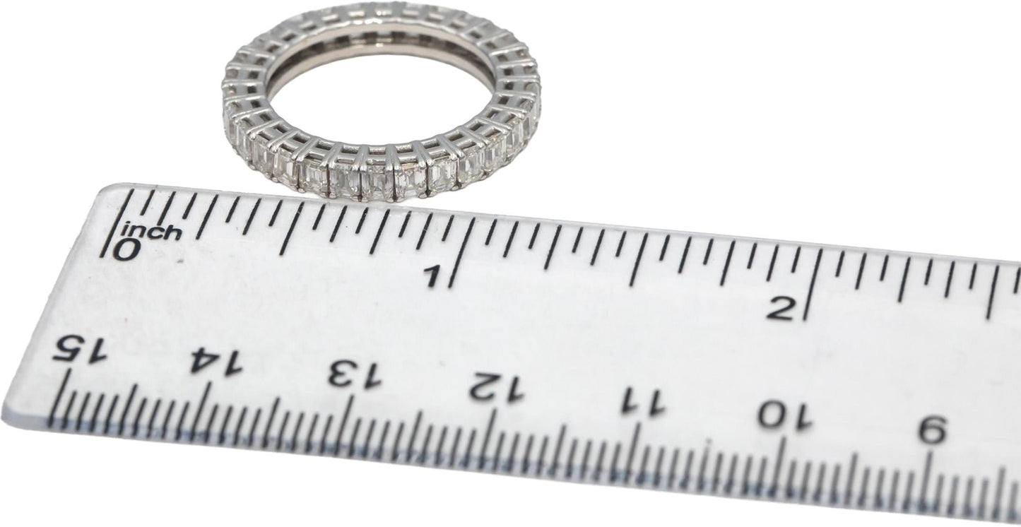 18k White Gold Jewelry VS Emerald Cut Diamond Eternity Band Ring 1.64CT Size 7