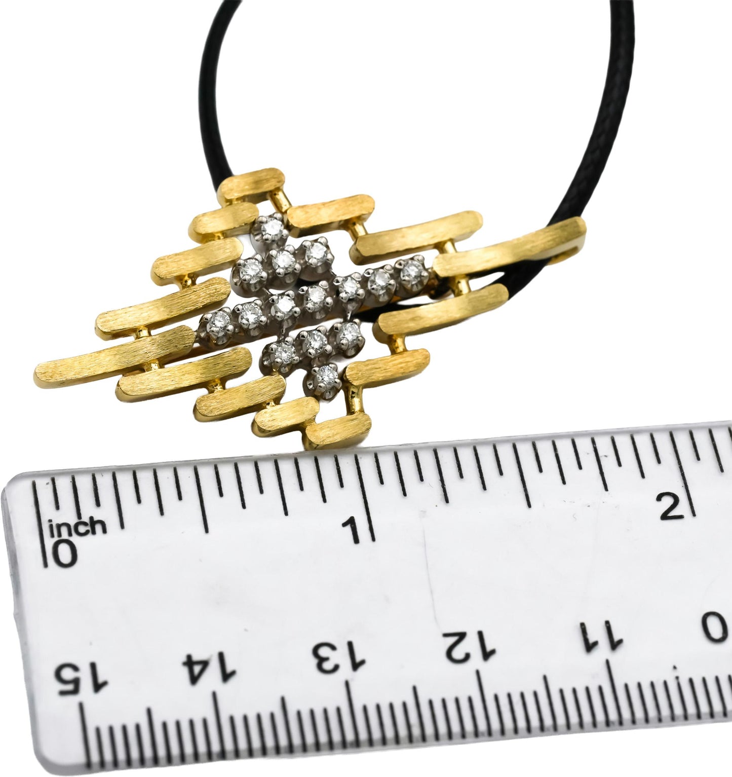 14k Yellow Gold VS Round Diamond Brooch Pendant Necklace 0.33CT