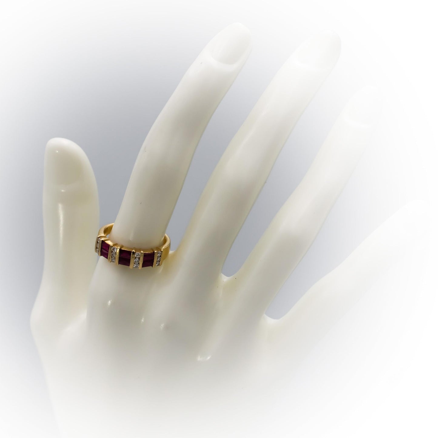 14k Yellow Gold Diamond and Ruby Band Ring 0.75CT Size 7