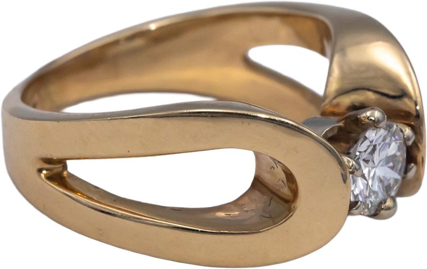 14k Yellow Gold 0.46CT Round Cut Diamond Solitaire Ring Size 5
