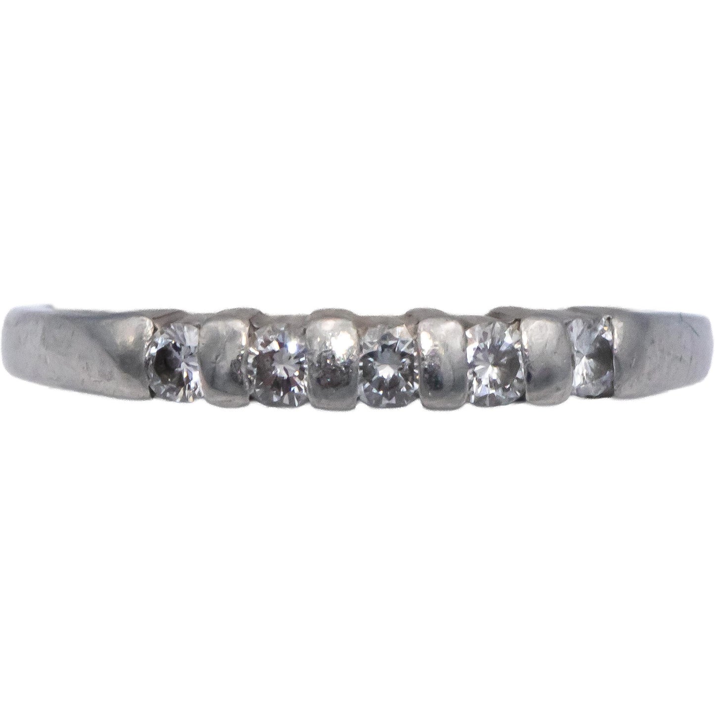 Platinum 0.25CT VS Round Cut Bar Set Diamond Band Ring Size 6.75
