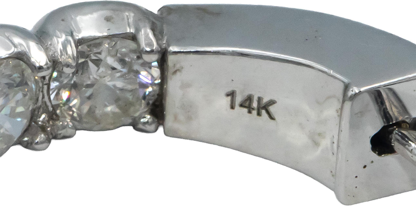 14k White Gold Round Diamond Inside Out Circle Hoop Earrings 7.38CT
