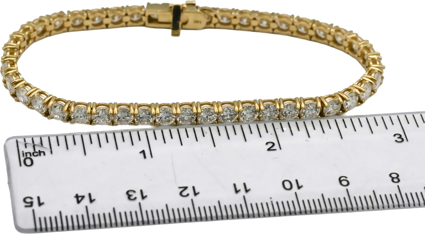 14k Yellow Gold VS Round Lab-Grown Diamond Tennis Bracelet 10.40CT