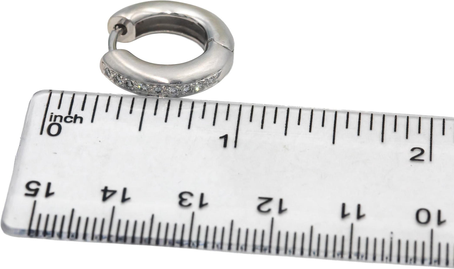 14k White Gold VS Diamond Satin Finish Hoop Huggie Earrings 0.20CTW
