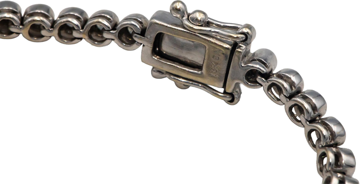 14k White Gold 1.50CT Round Cut Diamond & Green Gemstone Bracelet