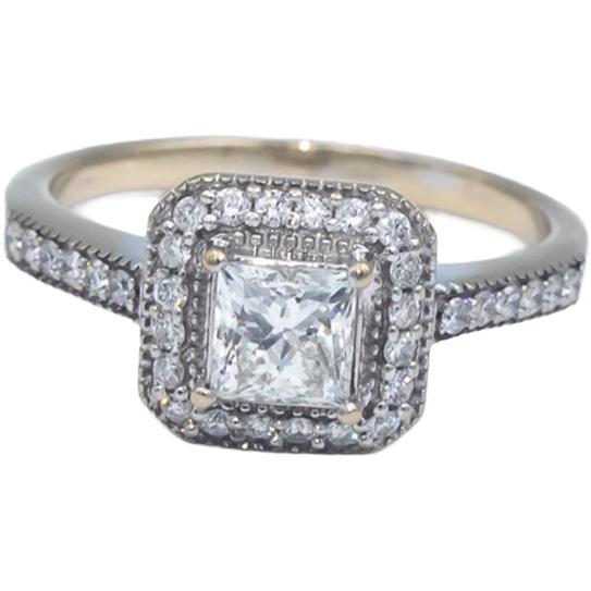 14k White Gold 0.95CT Diamond Engagement Ring w/ 0.60CT Center Size 6.75