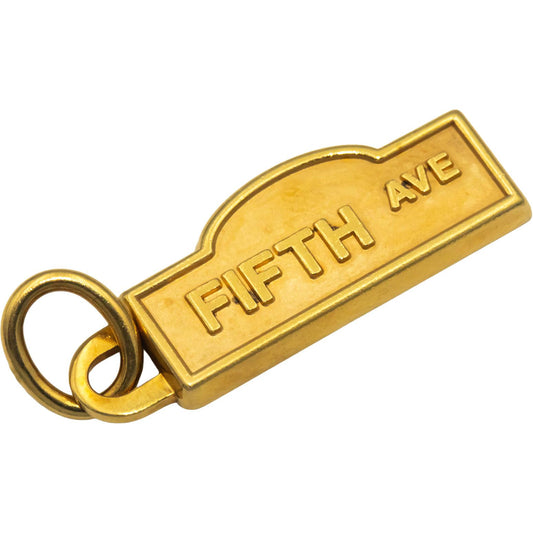 TIFFANY & CO. 18k Yellow Gold Jewelry "Fifth Ave" Sign Charm w/ Box & Pox