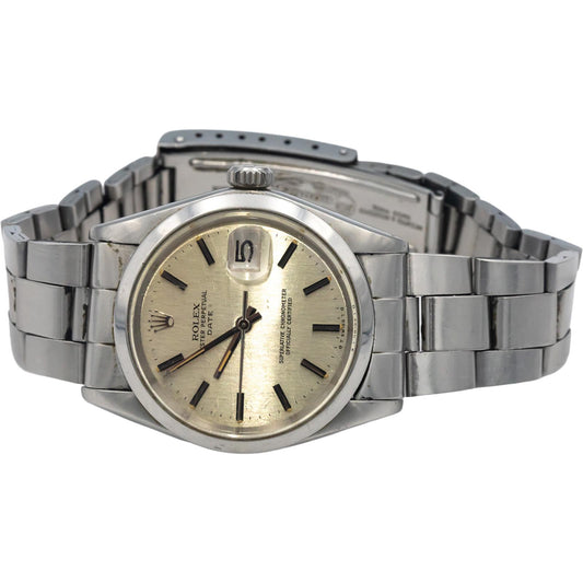 ROLEX Stainless Steel 1500 Oyster Perpetual Date 34mm Automatic Watch w/ Box