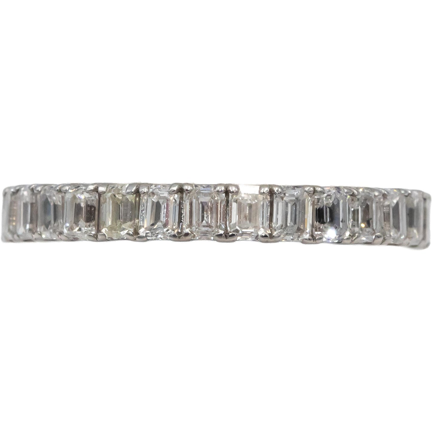 18k White Gold Jewelry VS Emerald Cut Diamond Eternity Band Ring 1.64CT Size 7